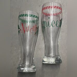 Set of 2 - Naughty and Nice Beer Glasses